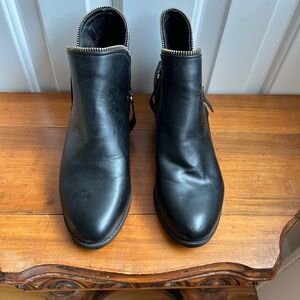 Aldo Black Ankle Boots with Gold Trim